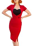 Fantaist Women's 1950s Sweetheart Button Cocktail Party Pinup Vintage Dress