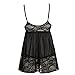 Women Lingerie Strap Semi-Sheer Babydoll Polyeater Teddy Patchwork Nightwear Black?5XL