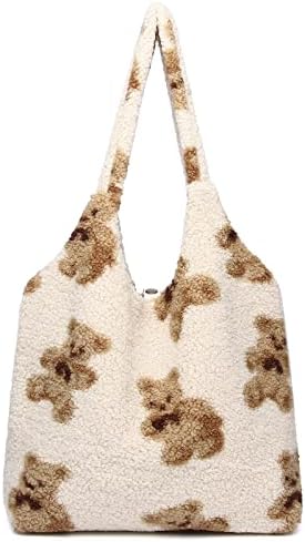 CTIRCHIU Plush Tote Bag Furry Shoulder Purse Casual Brown Underarm Handbag For Women Lightweight Travel And Daily Use Cute Fluffy Aesthetic Bag
