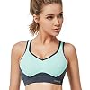 Yvette Damen Sport BH Starker Halt Gekreuzt Rücken Große Größe Bustier Für Fitness Yoga Lauf, Grün/Grau, 85D