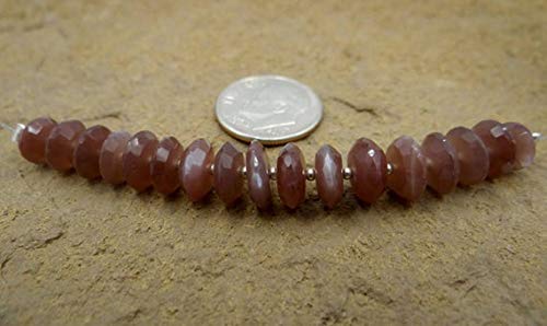 LOVEKUSH 50% Off Edelsteen Sieraden Chocolade Maansteen | Gereflecteerde Duitse Rondelle Kralen | Sets van 16, Sets van… - Afbeelding 3