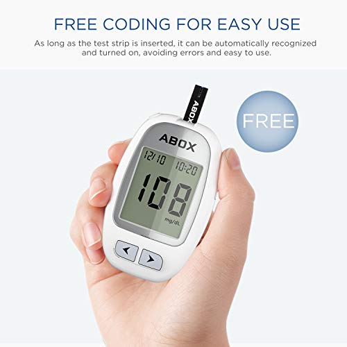 ABOX Blood Glucose Test Strips, 50 Test Strips + 50 Lancets