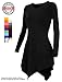 [DRSKIN] Women Handkerchief Hem Long Sleeve Tunic Top (L, Black)