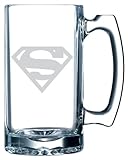 Superman Themed Etched 25oz Libbey Sports Beer Mug (Letter S)