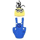 CX-Queen® Crochet Baby Boy Despicable Me Hat Outfit Minion Costume Photo Props