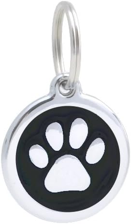 PetTouchiD - Stainless Steel, Smart Pet ID Tag, QR Code, Online Pet Page, GPS Location (REGULAR (30mm), BLACK PAW)
