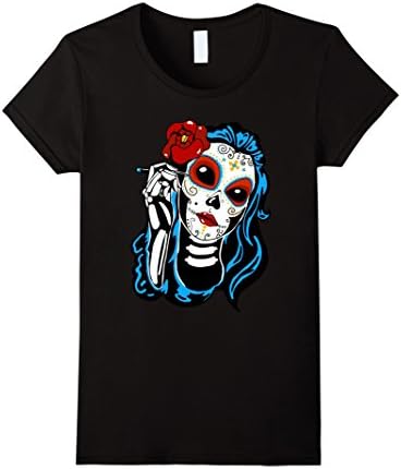 Womens Dia de Muertos T-Shirt XL Black