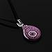 CHUVORA Hand Blown Glass Pink Sun Mandala Teardrop Pendant Necklace, 17-19 inches