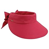 Scala Women's Deluxe Big Brim Cotton Visor with Bow, Fuchsia, One Size