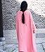 Soojun Women's Casual Cotton Linen Long Dress with Batwing Sleeve, Style 1:coral Pink, One Size