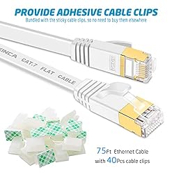 XINCA Cat 7 Flat Ethernet Cable 75ft White, High