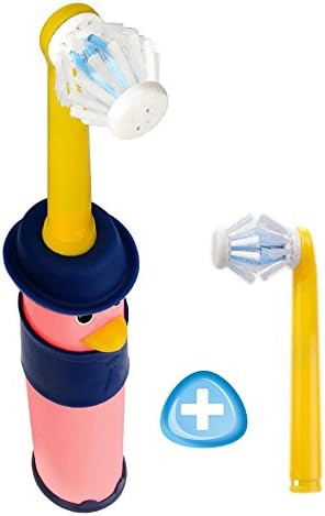 Kids Electric Toothbrush 2 heads included Battery Powered with Bi-directional Brush Head Cleans Six Sides of Children's Teeth in 30 Seconds (for children age 7-14, pink)