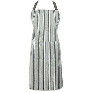 DII Cotton Adjustable Stripe Chef Bib Apron with Pockets and Extra Long Ties, 32 x 28