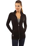 PattyBoutik Women's Collar Pockets Casual Zip Jacket (Black S)