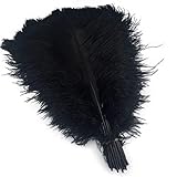Generic Black 18-20inch 45-50cm Ostrich Feather Wedding Table Decoration Party Festival Supplies Pack of 5