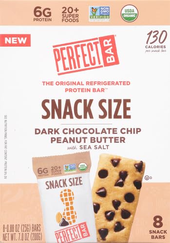 Perfect Bar Mini Dark Chocolate Chip Peanut Butter Protein Bar, Organic, 8 count, 0.88 oz