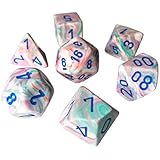 Chessex Festive Pop Art w/ Blue Polyhedral Dice Set of 7 - 27544
