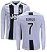 Cristiano Ronaldo Juventus #7 Youth Soccer Jersey Home Long Sleeve Shorts Kit Kids Gift Set (YL 10-13 Years, Ronaldo #7) White/Black