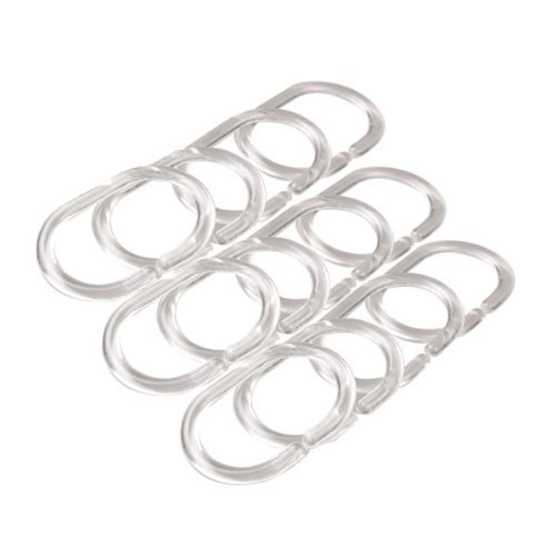 DealgladÂ® 24pcs Flexible Plastic Clear C Type Bathroom Shower Curtain Liner Hooks Rings