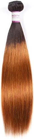 Racily Hair 1B/30 Ombre Brazilian Hair Straight 1 Bundle Black to Dark Brown Silky Straight Virgin Human Hair Extensions…