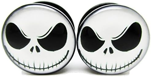 Evil Jack Skellington - The Nightmare Before Christmas Ear Plugs - Acrylic Screw-On - New - 8 Sizes - NewPair