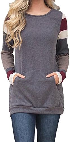 Casual Loose Tunic Tops Blouse Shirts for Women Grey Cheap On Sale Prime Clearance Size XL
