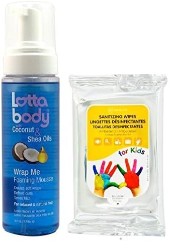 Lottabody Wrap Me Foaming Mousse with Coconut & Shea Oil 7 fl. oz. with Nicka K Sanitizing Wipes 10ct by Lottabody
