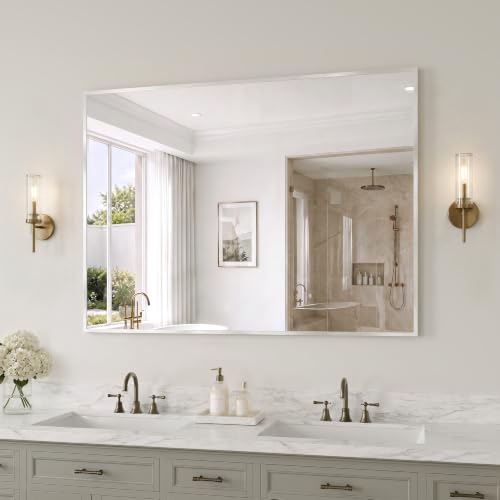30"x40" Bathroom Mirror Wall Mounted for Over Sink (Silver Matte Brushed)