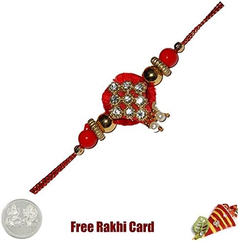Colorful Zardosi Rakhi Laxmi Ganesh Coin