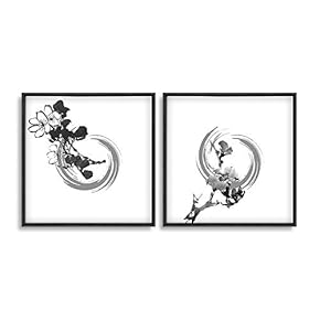 2 Piece Framed Canvas Wall Art for Living Room, Bedroom Ink Theme Canvas Prints for Home Decoration Ready to Hang - 16"x16"x2 Panels