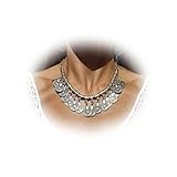 Boosic Tribal Retro Silver Tone Coin Tassel Bib Choker Boho Necklace Gypsy Jewelry For Women