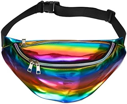 FZGJ Fanny Pack-PU Waterproof Rave Festival Hologram Bum Travel Waist Bag (Rainbow-01)
