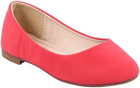 Fashion Simple Dressy Silp on Casual Kids Girls Flats Shoes Youth Cute Shoes New Without Box (4, Melon Red)