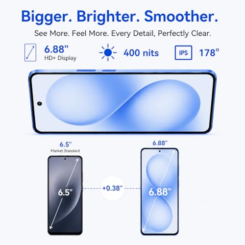 Blackview WAVE 10C Mobile Phones,Android 16 Phone,6.88" HD+ Unlocked Smartphone 16GB+32GB(1TB TF),32MP+13MP, 5000mAh,Dual SIM/Face ID/GPS/OTG,Warranty 3 Years,Orange