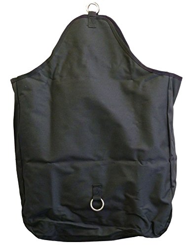 Horse Hay Feed Bag Solid Panel With Metal Rings Canvas Nylon Black