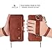 iPhone Xs Max Flip Wallet Case,SXTBMR Magnetic Detachable Handmade Cowhide Wallet Case Leather,Zipper Wallet Flip Protective Case Cover with Card Holder [Wrist Strap] for iPhone Xs Max Brown