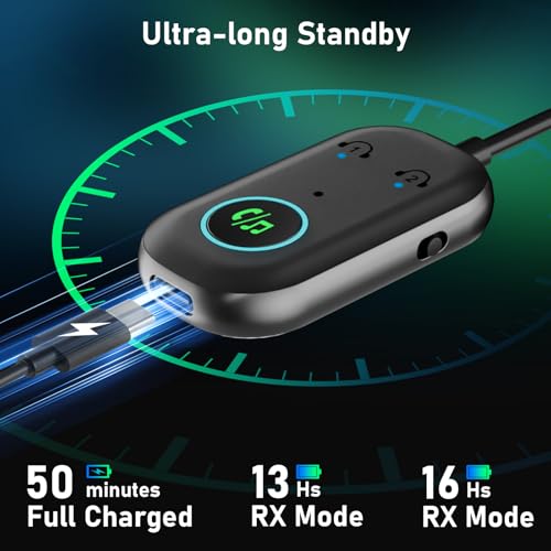 Dalimee Bluetooth Transmitter Adapter for Airplane, Bluetooth Receiver for Headphones, Dual Pairing, Stable Connection, Aux Bluetooth Transmitter Receiver for TV, Headphones, Air fly, Car, Airplane
