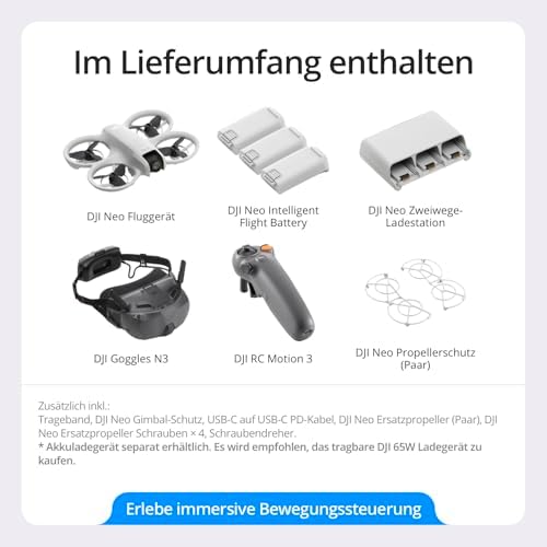 Neo Motion Fly More Combo – Mini Drohne mit Kamera 4K UHD Für Erwachsene, 135g, Follow-Me, Handstart, Motivverfolgung, QuickShots, Integrierter Propellerschutz, C0, mit RC Motion 3 und 3 Akkus