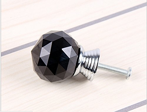 Do4U 10pcs 30mm Crystal Glass Cabinet Knob Drawer Pull Handle Kitchen Door Wardrobe Hardware Used for Cabinet, Drawer, Chest, Bin, Dresser, Cupboard (30mm, Black)
