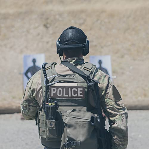 Police Embroidered Patches Hook and Loop, Durable Fabric Police Patch for Officer Guard Uniforms Vest, Jacket, Carrier, Hat, One Small and One Large Black