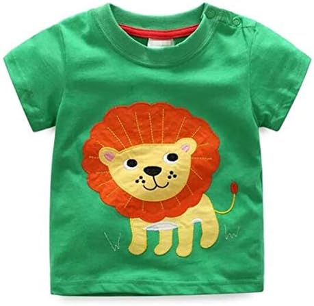 by Hopscotch Boys' Lion Animal Print T-Shirt in Green Colour