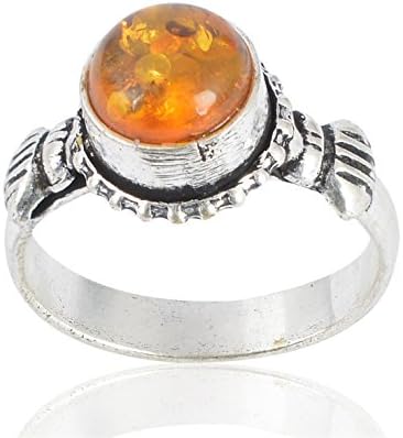 JMD JEWELS Orange and Silver 92.5 Sterling Silver Ring for Women