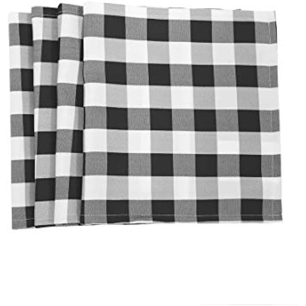 Disposable Table Covers 18"x13" Plaid Checkered Placemats, Black White