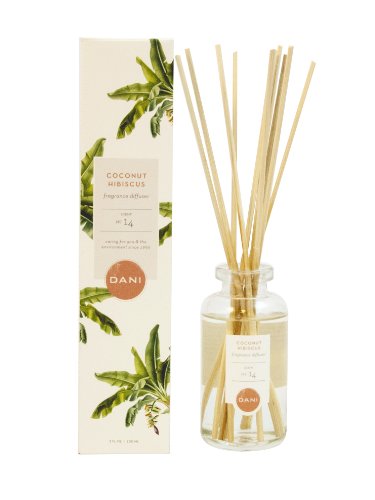 DANI Naturals Essential Oil Reed Diffuser, 3-Ounce, Coconut Hibiscus