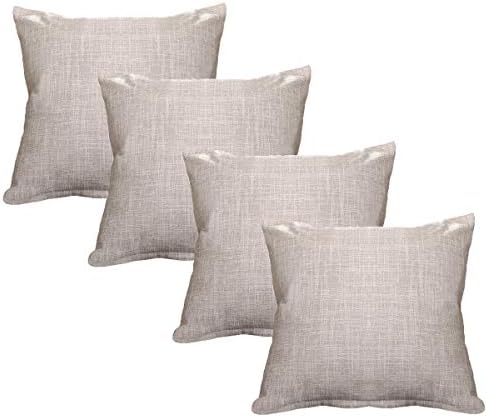 WEIXINHAI Set of 4 Cushion Covers 55x55 cm Home Square Burlap Linen Decorative Pillow Cover 22X22 Inch, with Invisible Zipper for Sofa Couch Bed, Car, Camping, Office