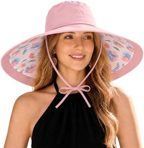 Straw Hat for Women, Crochet Wide Brim Sun Hat with Colorful 