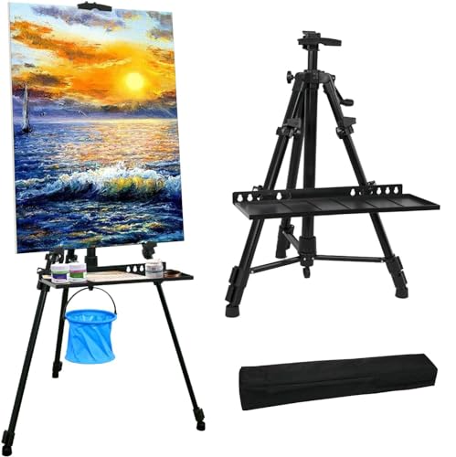 NewZeal Staffelei für Malerei, Leinwand, Künstler, Staffelei, 50.8 cm bis 155.9 cm, Kunststaffelei zum Malen und Ausstellen, Aluminium, höhenverstellbar,Schürze