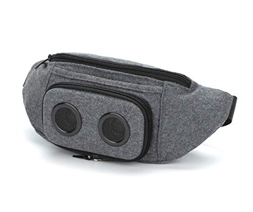 The #1 Fannypack with Speakers. Bluetooth Fanny Pack for Parties/Festivals/Raves/Beach/Boats. Rechargeable, Works with iPhone & Android. #1 (Grey, 2019 Edition)