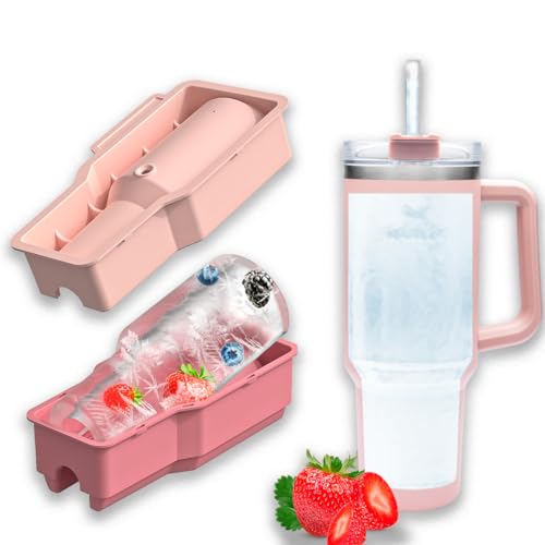 Ice Cube Tray for 40 oz Tumbler Cup, 1Pcs Stanley Ice Mold Silicone Hollow Cylinder Ice Mold with Lid and Bin for Freezer Ice Drink Juice Whiskey Cocktail