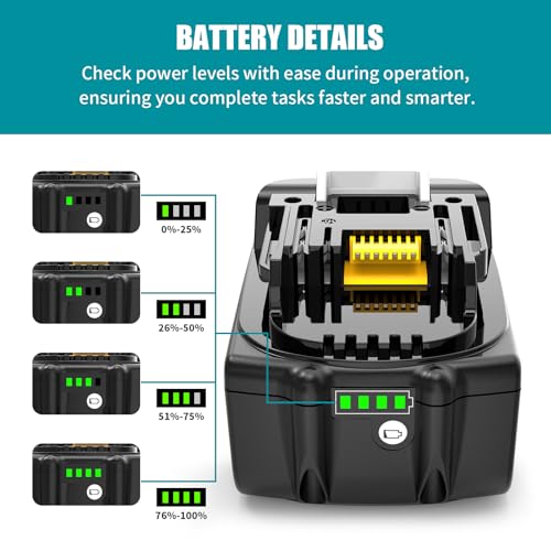 Leyootoolelec Replacement Battery for Makita 18V: 2-Packs 6.0Ah Lithium-ion Batteries Compatible BL1860B BL1850B BL1840B BL1860 BL1850 - with DC18RC Charger for Makita 18V Batteries